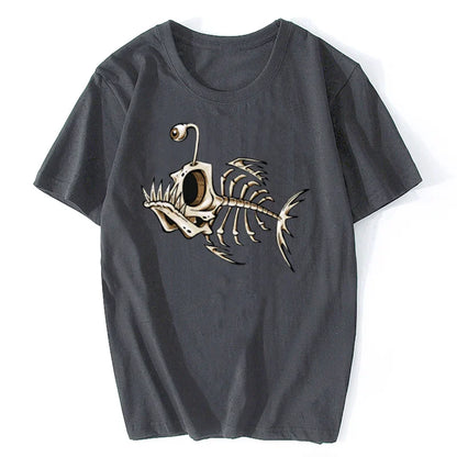 Bonefish Skull Fishing T-Shirt – Funny Deep Sea Angler Tee for Men, Cotton Short Sleeve