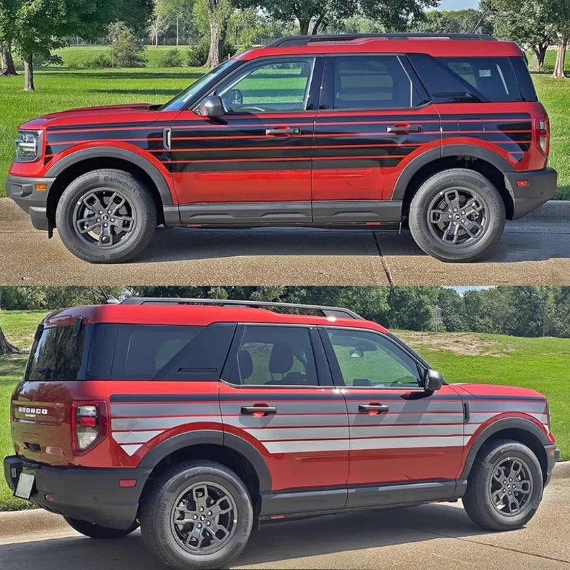 Retro Sunset Stripe Decal Kit for Ford Bronco Sport | Hood & Waist Line Vinyl Graphics