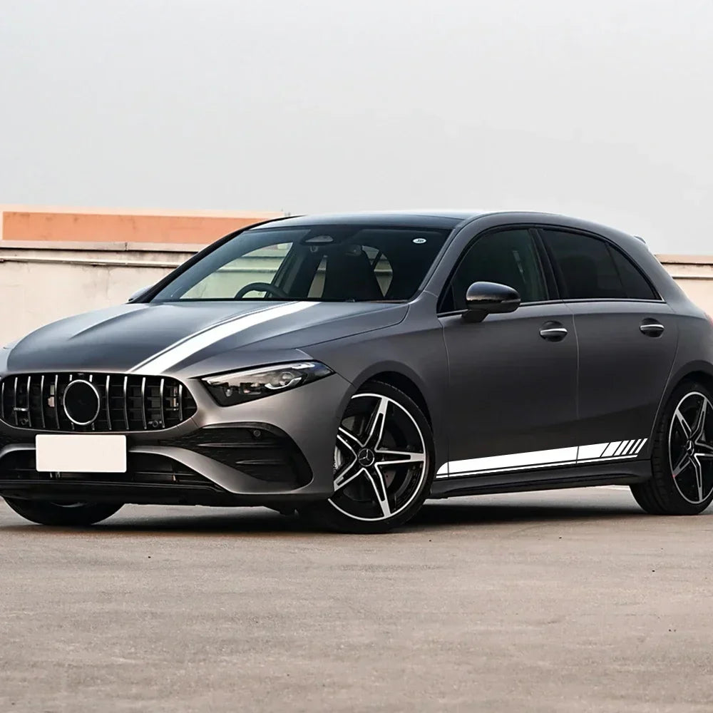Hood Decal Side Stripes & Skirt Sticker for Mercedes-Benz A-Class A45S W177 | Color Change Vinyl