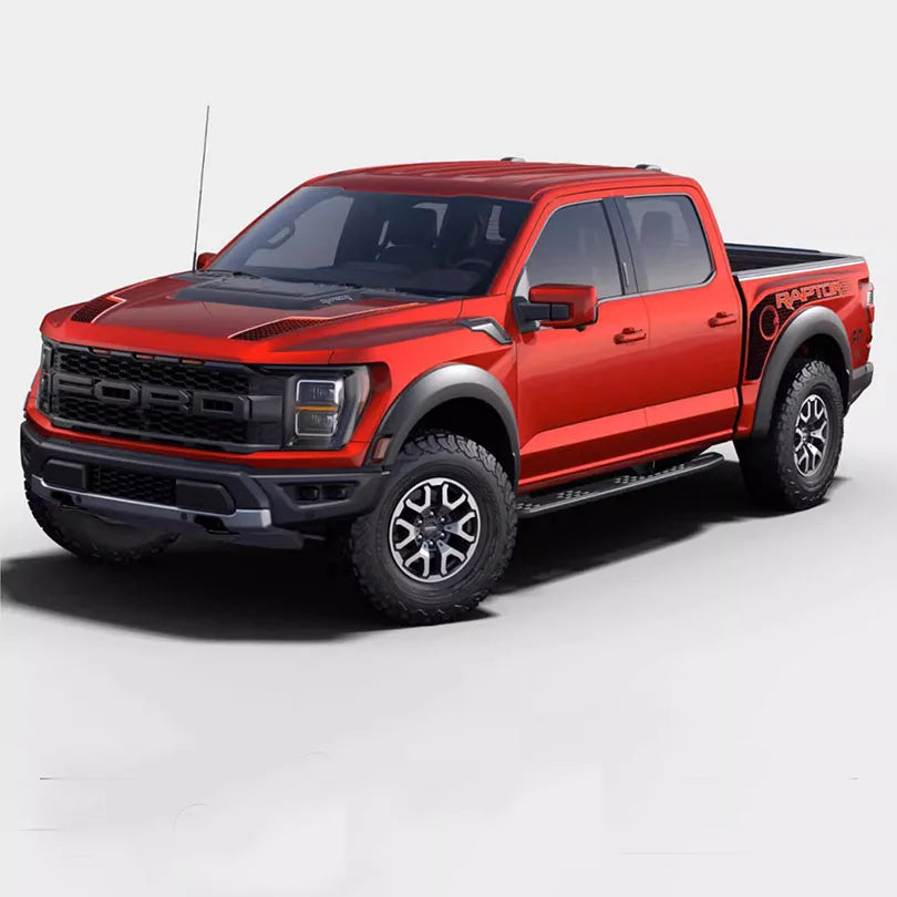 Tracery Splash Hood, Bedside & Letter Stripe Decal for Ford F-150 Raptor (2021–2023) | Vinyl Graphics Kit