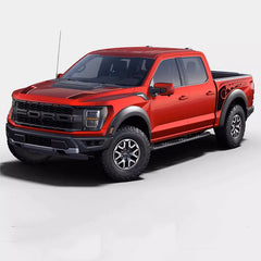 Tracery Splash Hood, Bedside & Letter Stripe Decal for Ford F-150 Raptor (2021–2023) | Vinyl Graphics Kit