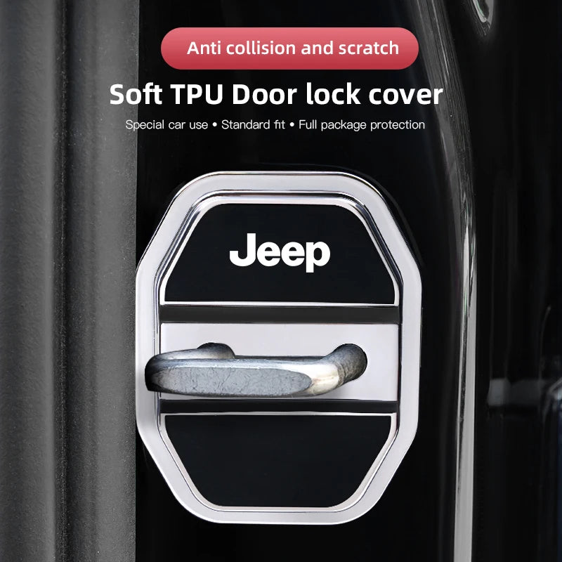 Silicone Door Lock Buckle Protection Cover for Jeep | 4-Piece Anti-Collision Elastic Guard