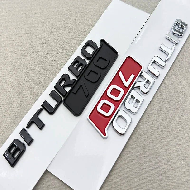 2-Piece BITURBO 700 Letters Fender Side Badge Emblem Decal for Mercedes-Benz AMG | 3D Sticker