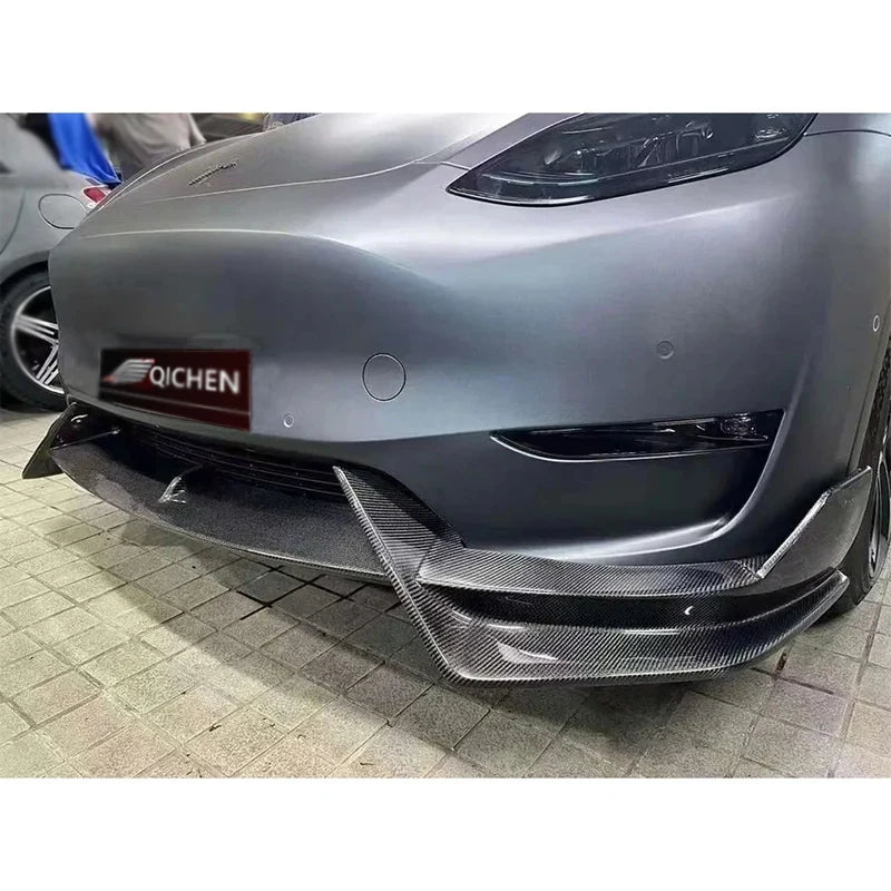 Real Carbon Fiber Front Bumper Lip & Diffuser Spoiler for Tesla Model Y | Diverter Body Kit