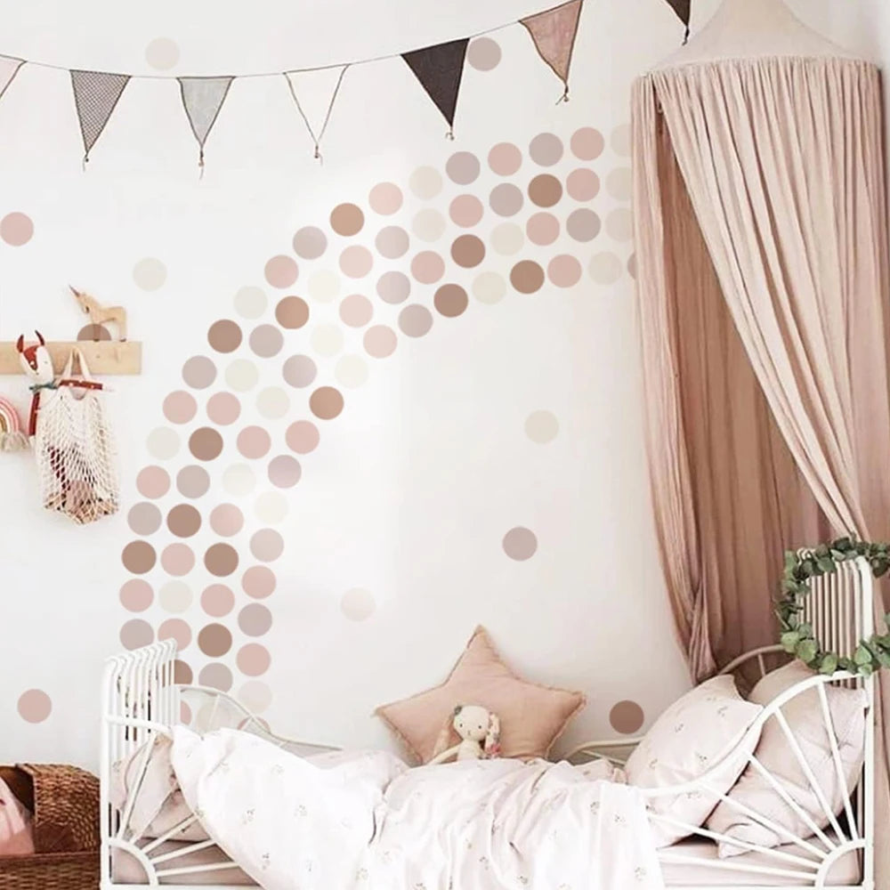 Boho Polka Dots Wall Stickers - Peel & Stick Waterproof Decals for Nursery & Kids’ Room Decor