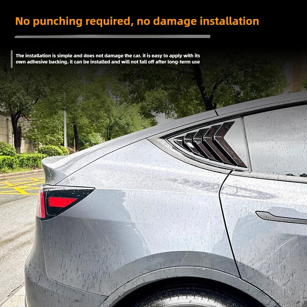 2PCS Side Window Louver Cover Sport Style For Tesla Model 3 Y Juniper Highland 2025-2020 2026 Rear Window Spoiler Shutter Cover