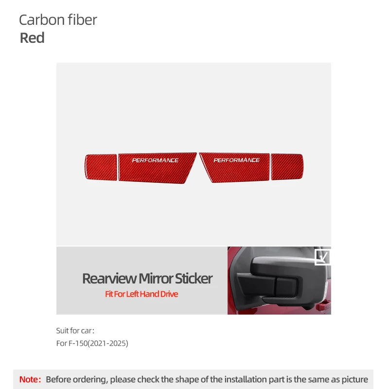 Real Carbon Fiber Rearview Mirror Trim for Ford F-150 SVT Raptor (2021–2025) | BetterHumz LHD/RHD