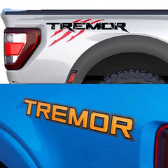Off-Road Mountain Scratch Bedside Decal for Ford F-150 Tremor / Ranger / F-250 / F-350 | Orange Vinyl Pair