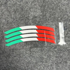 Green White Red Italian Flag Stripe Wheel Decal | Waterproof Vinyl Sticker for Cars & Motorcycles