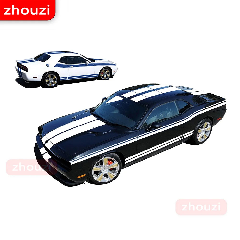 Dodge Challenger 2008-2020 Racing Stripe Kit - Side Door, Hood, Rear, and Side Skirt Decals