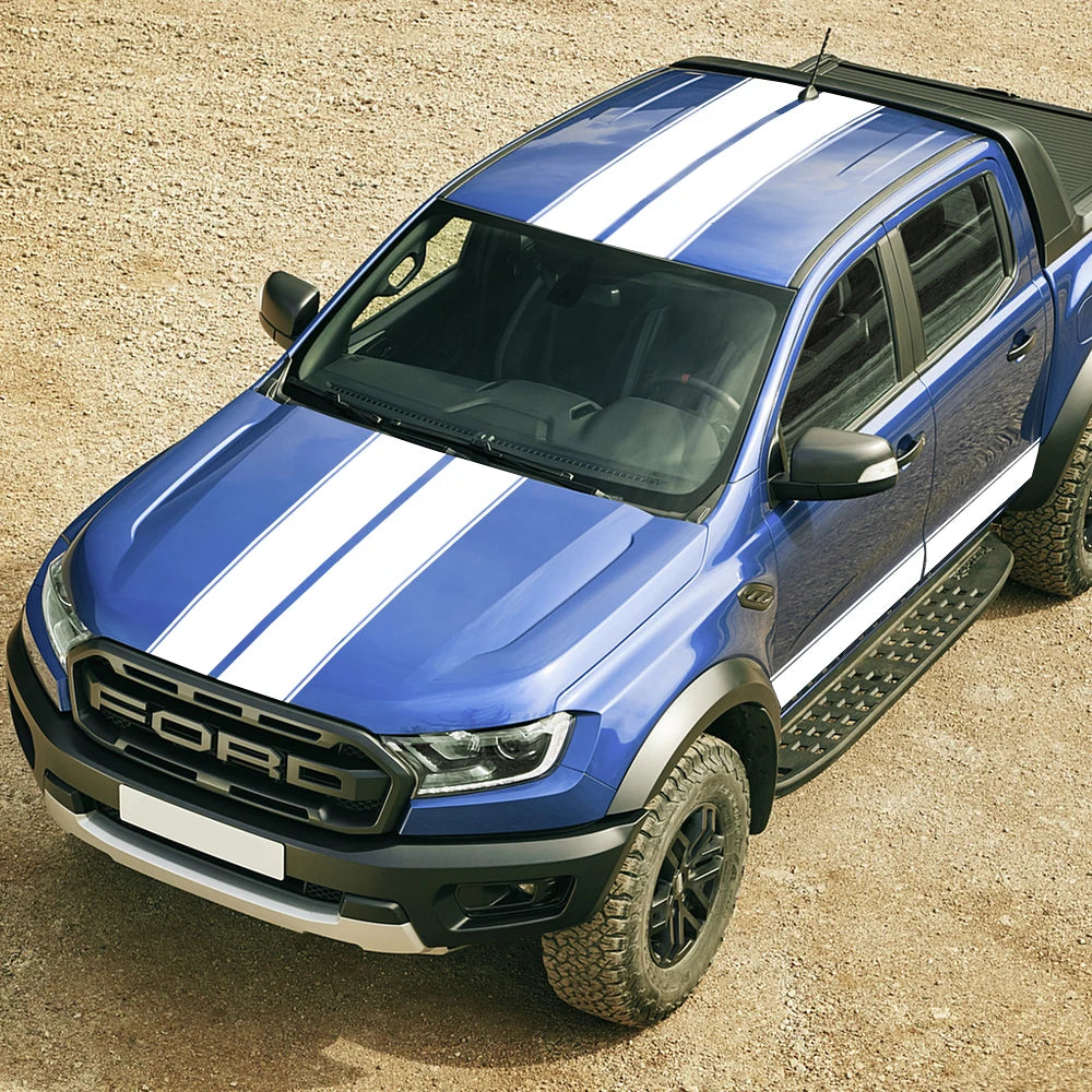 Full Body Stripe Vinyl Decal for Ford Ranger / Raptor (2015–2018) | Hood, Roof, Door & Back Door Graphics