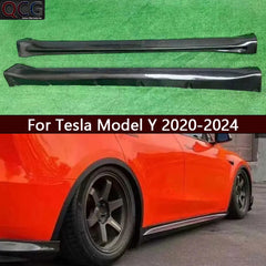 Real Carbon Fiber Side Skirt Splitters, Cupwings & Winglets for Tesla Model Y | Canards Body Kit