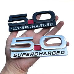 3D Metal 5.0 Supercharged Fender & Trunk Badge | Ford Mustang Styling Emblem