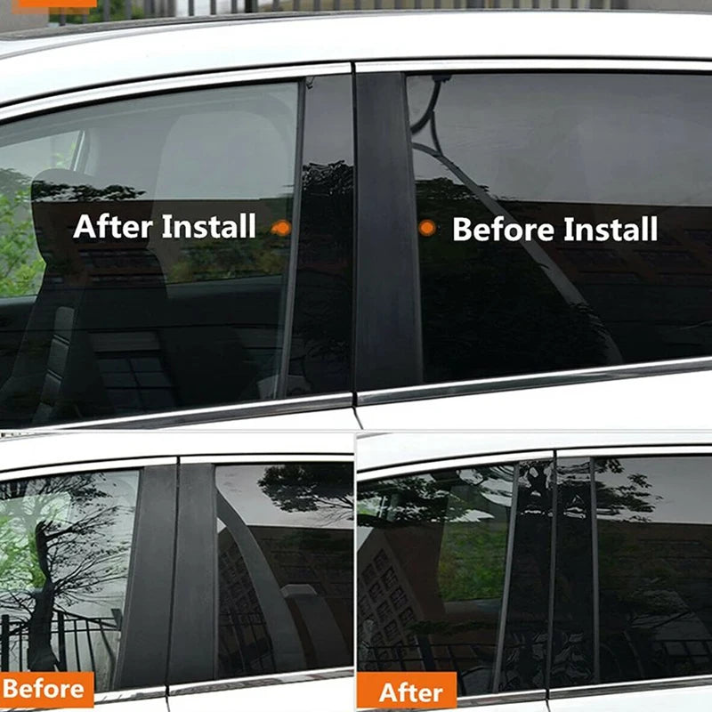 6Pcs For Jeep Cherokee KL 2014-2017 2018 2019 2020 2021 2023 Glossy Black Car Door Window Pillar Center Post Trim Stickers Parts