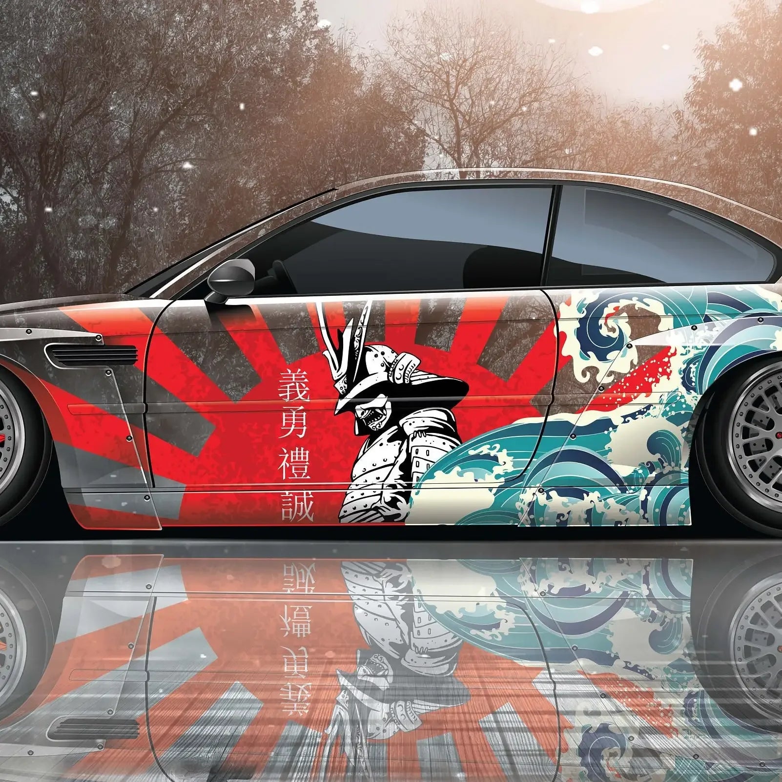 Samurai Car Wrap - Japanese Vehicle Livery Cast Vinyl Sticker for Anime-Inspired Car Decoration