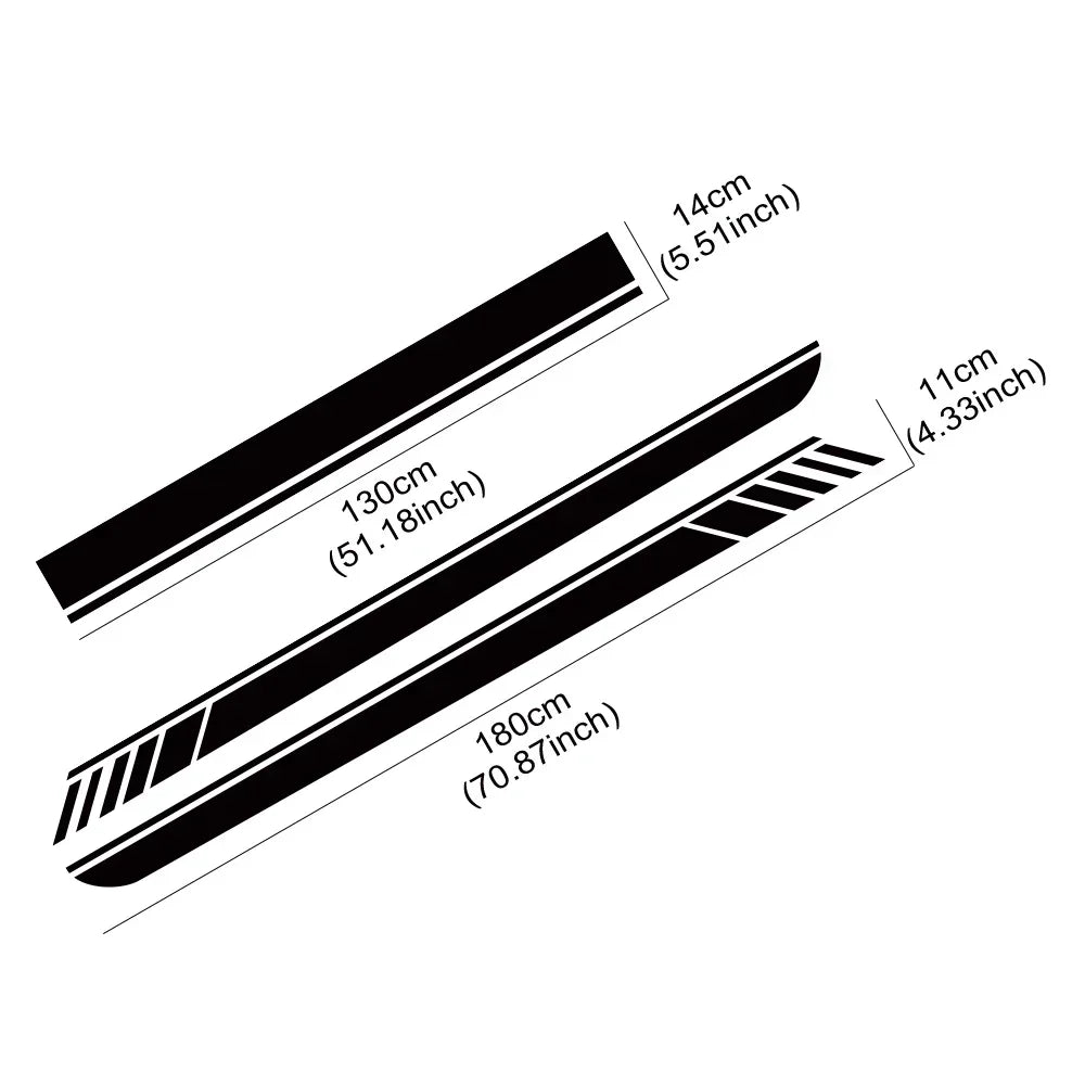 Hood Decal Side Stripes & Skirt Sticker for Mercedes-Benz A-Class A45S W177 | Color Change Vinyl