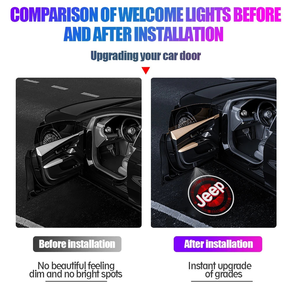 JEEP HD Door Welcome Light LED Projector Lamp for Jeep Renegade / Compass | 2-Piece Ghost Shadow