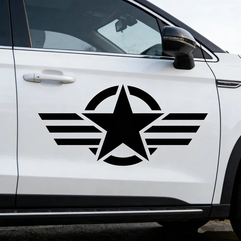 Star & Stripes Car Decal – Waterproof PVC Vinyl Sticker for Cars, Trucks, SUVs, Vans & Motorcycles