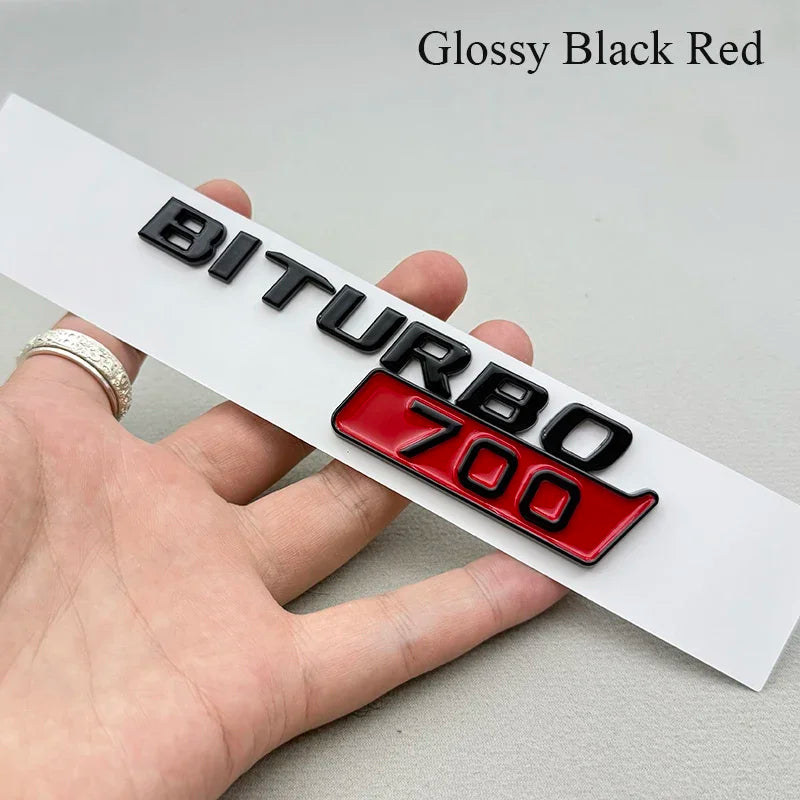 2-Piece BITURBO 700 Letters Fender Side Badge Emblem Decal for Mercedes-Benz AMG | 3D Sticker