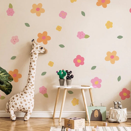 Boho Watercolor Plant & Flower Wall Stickers - DIY Nursery Decals for Kids' Rooms