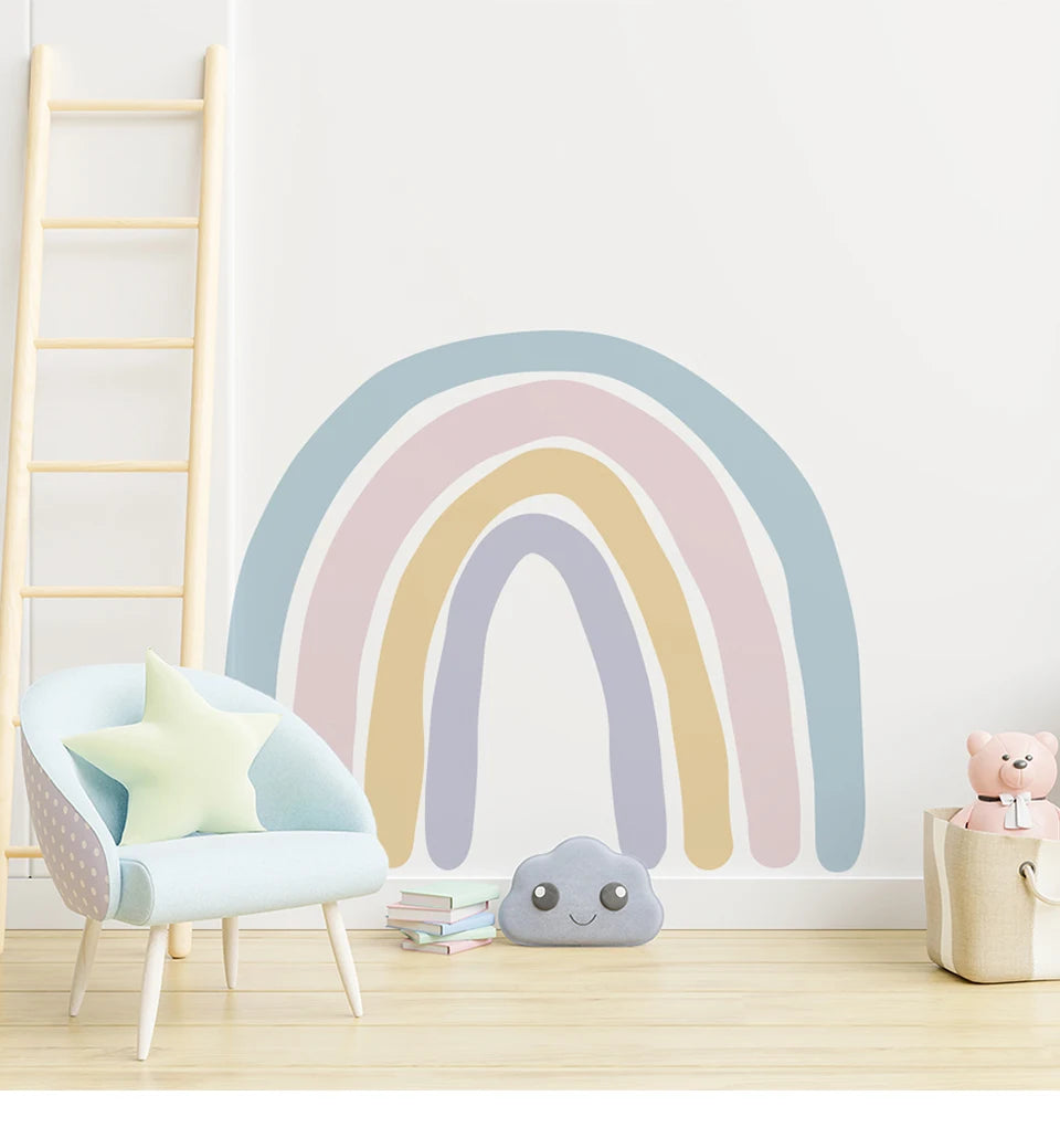 Boho Rainbow Wall Decals - Waterproof Nursery Stickers for Kids' Rooms & Bedrooms