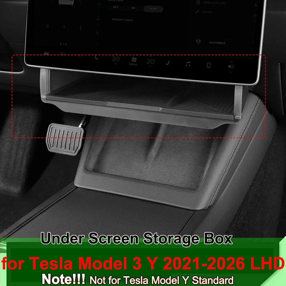 Under-Screen Hidden Storage Box for Tesla Model 3/Y Juniper/Highland