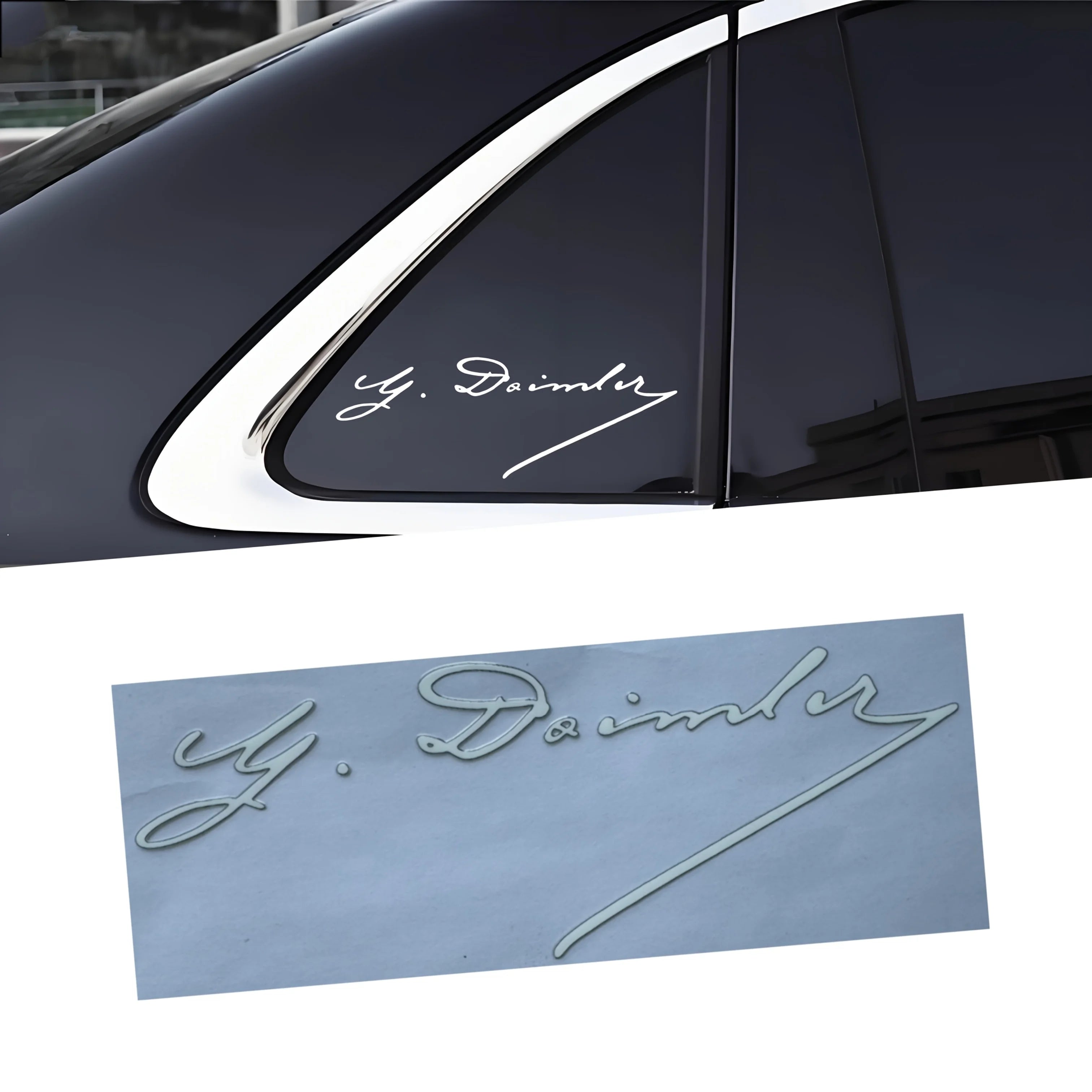 15cm Carl Benz & Daimler Vintage Metal Auto Emblem Decal for Mercedes-Benz | 2-Piece Set