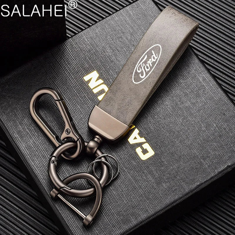 Leather Alloy Keychain Keyring Pendant for Ford Mustang / Fiesta / Focus / Mondeo | Gift