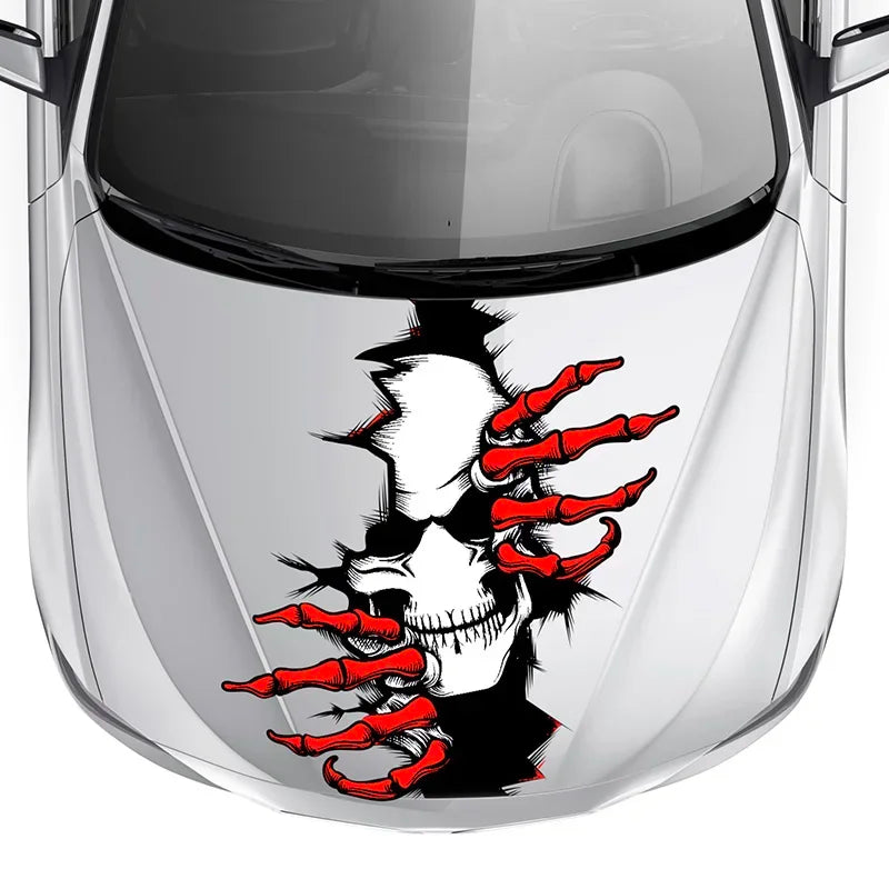 2PCS Punisher Side Graphics - Dodge Charger & Challenger Scatpack Hellcat Hood Skeleton Car Decals