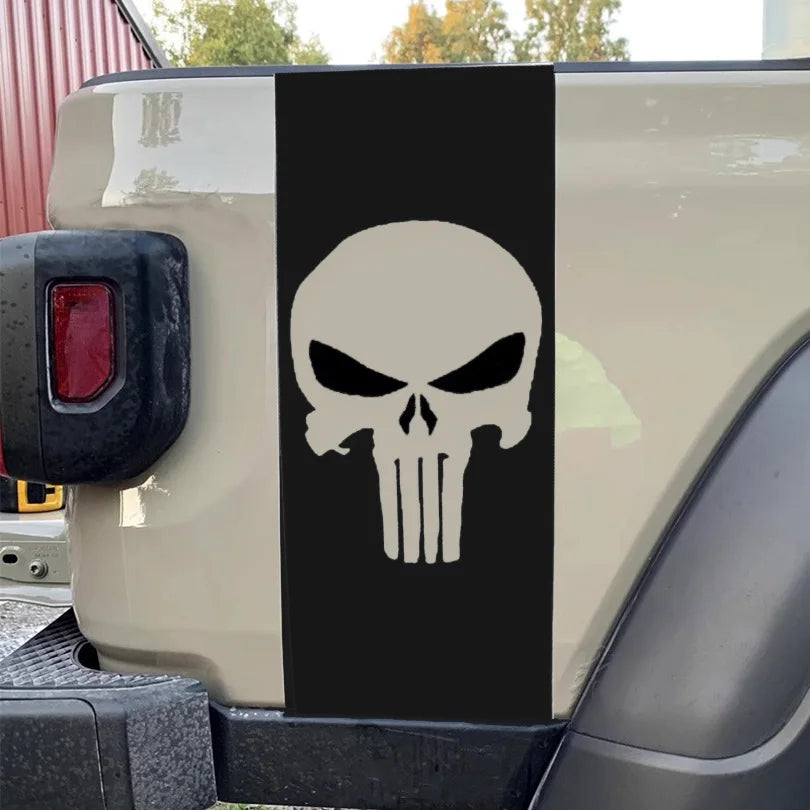 Compass Map & Skull Blackout Bedside & Tailgate Decal Kit for Jeep Gladiator JT | Vinyl Wrap Pair