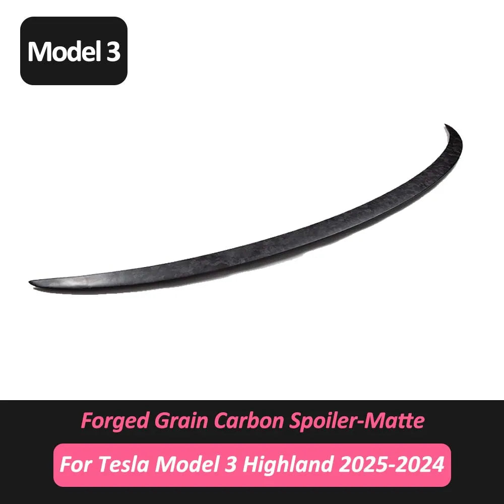Forged Carbon Grain Rear Trunk Spoiler for Tesla Model 3 Highland (2024) | Gloss & Matte Finish