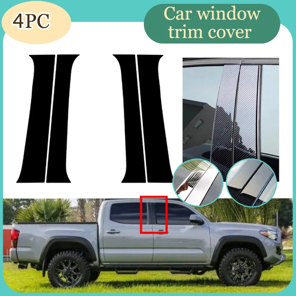 Glossy Black Pillar Posts Fit For Toyota Tacoma 2016 2017 2018 2019 2020 2021 2022 2023  Window Door Column B C Sticker Cover