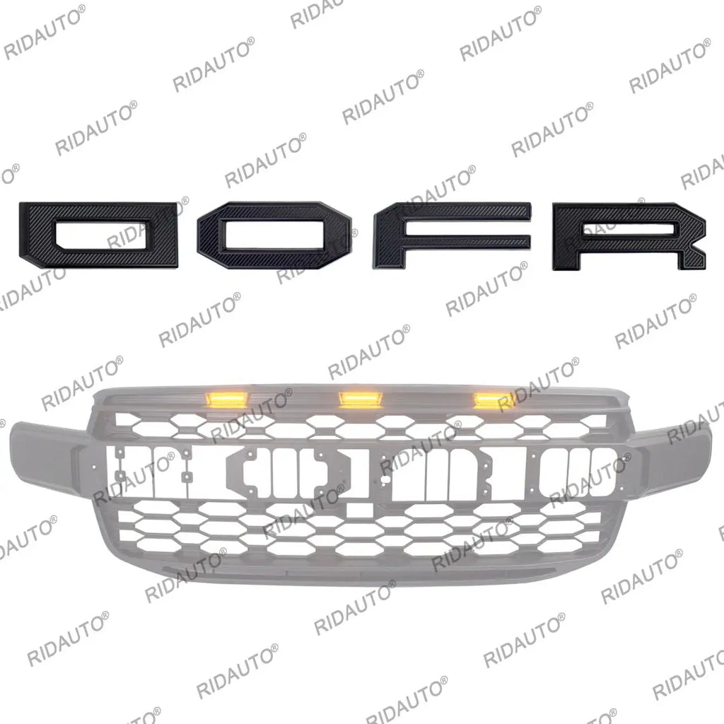 Raptor Grill 4-Letter Insert with White Stripe for Ford Raptor | Aftermarket Grille Letter Kit