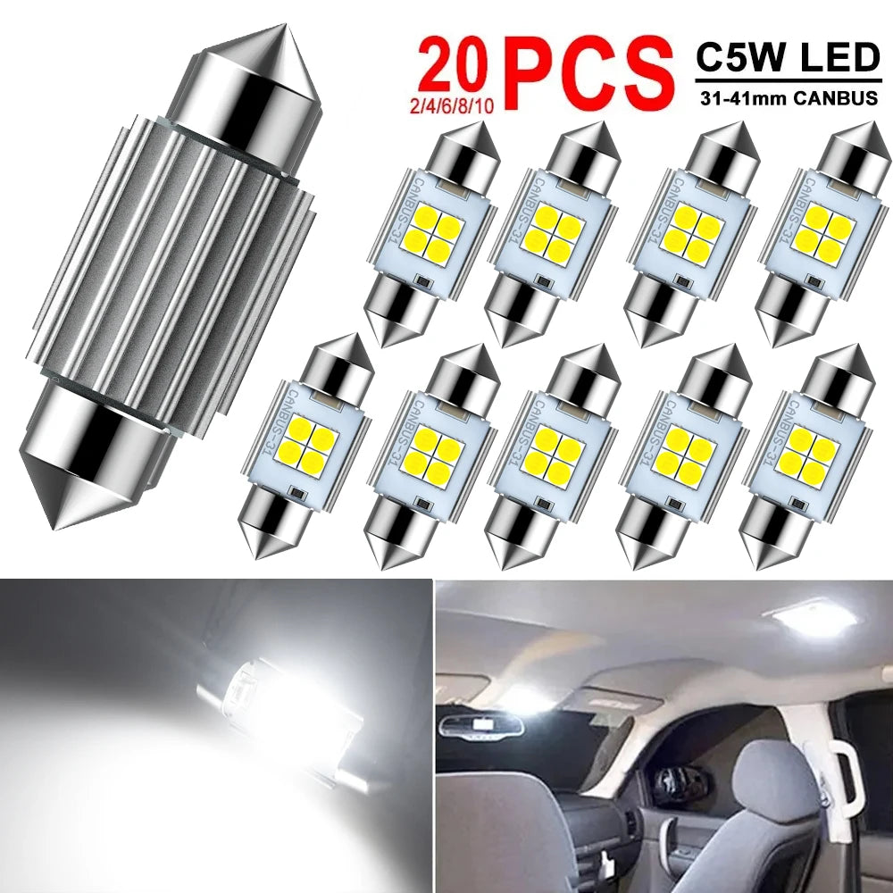AUXITO C5W C10W Canbus Festoon LED Bulb | 31/36/41mm 12V 2–20 Pack