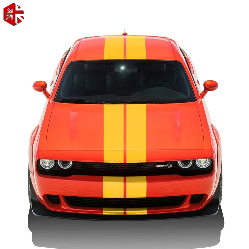 Front-to-Rear Racing Stripe Body Decal Kit | Hood, Roof, Trunk & Bonnet Vinyl Graphics