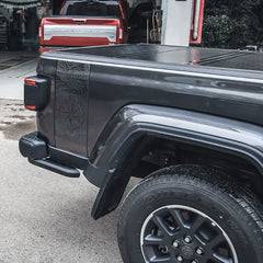 Compass Map & Skull Blackout Bedside & Tailgate Decal Kit for Jeep Gladiator JT | Vinyl Wrap Pair
