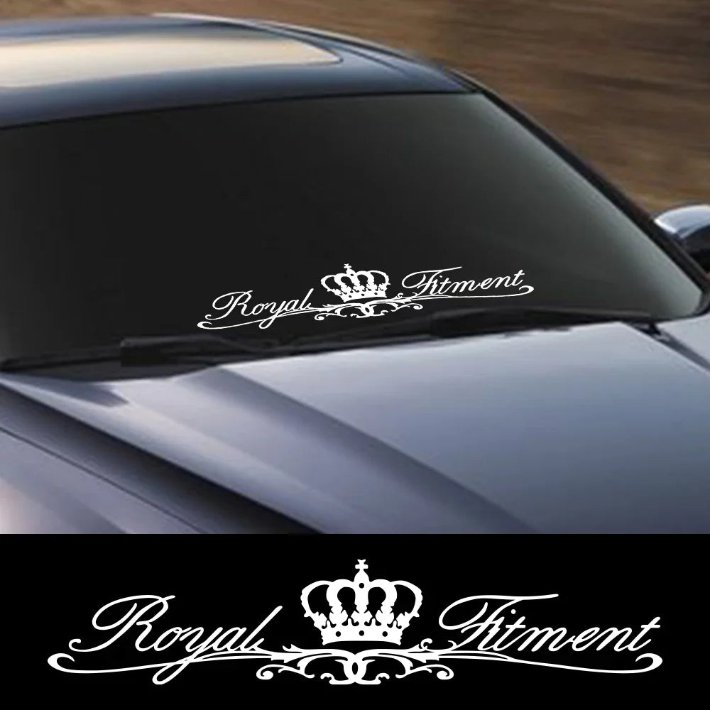 Crown Art Front Windshield Vinyl Sticker – Universal Fit | Car Styling Decal | 12 Finishes