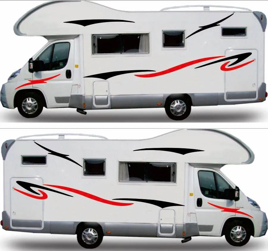 Two Side RV Stripes Vinyl Graphics - Decals for Travel Trailers, Caravans, and Camper Vans