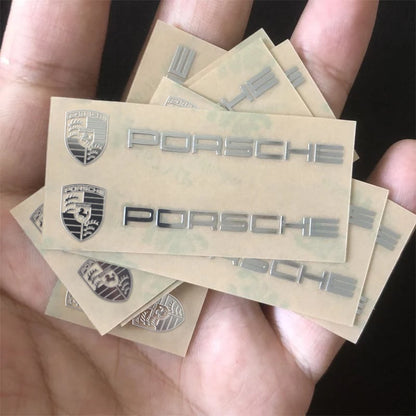 Metal Porsche Logo Decal Sticker - Premium Waterproof Car Badge