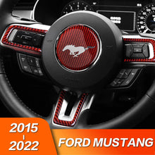 Load image into Gallery viewer, Carbon Fiber Steering Wheel Trim Sticker for Ford Mustang | 4-Piece Interior Set