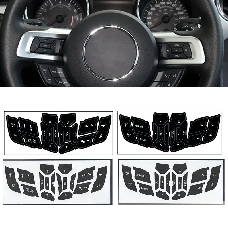 Steering Wheel Button Repair Sticker | 1-Piece Black Vinyl Control Decal for Cars