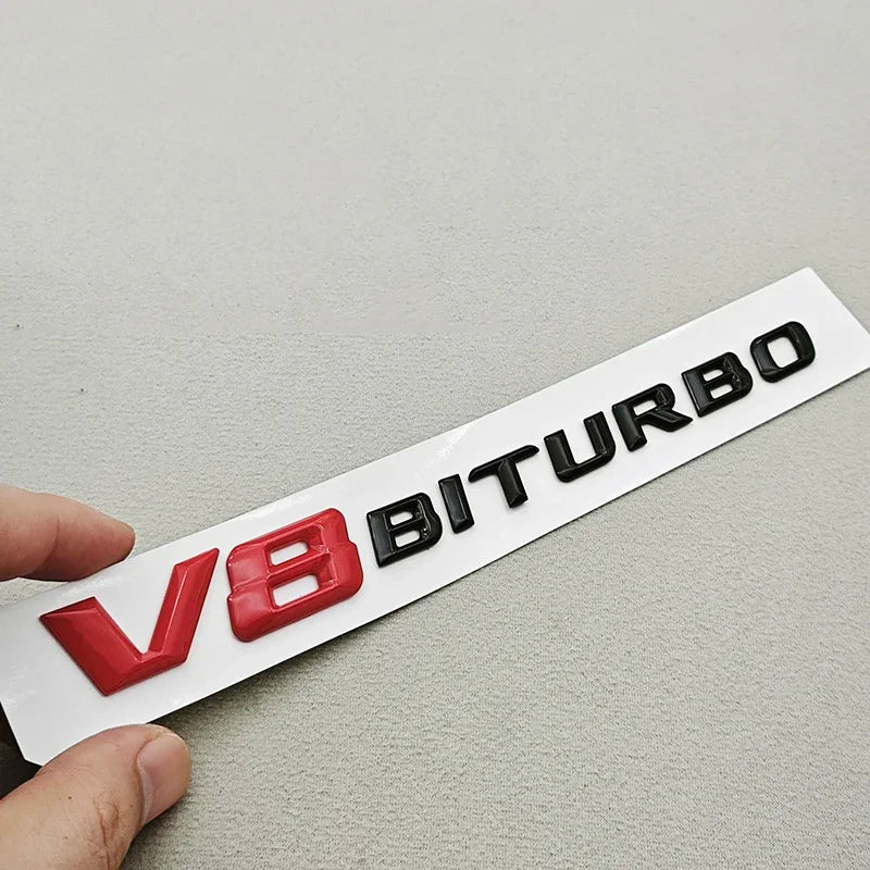 3D ABS Chrome V8 BITURBO Emblem Fender Side Badge for Mercedes-Benz AMG | Decal Sticker