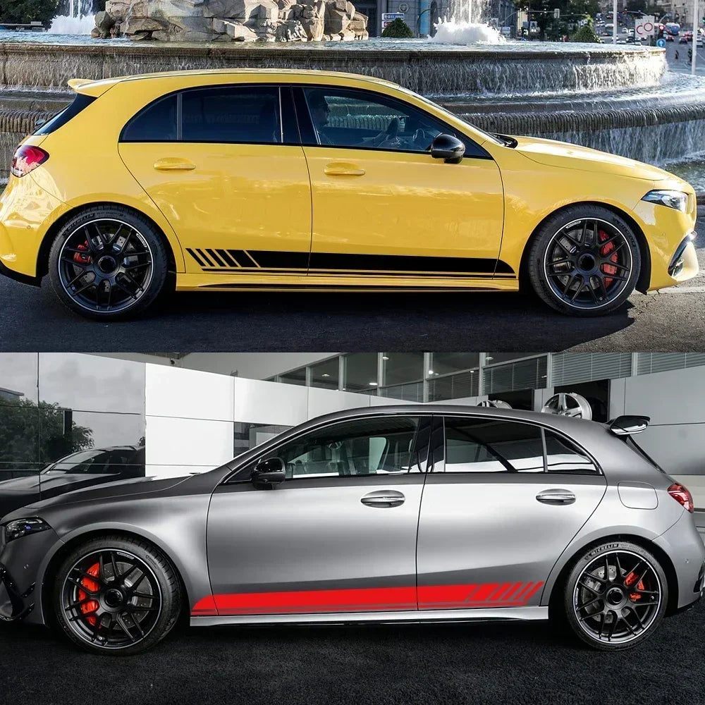 Hood Decal Side Stripes & Skirt Sticker for Mercedes-Benz A-Class A45S W177 | Color Change Vinyl