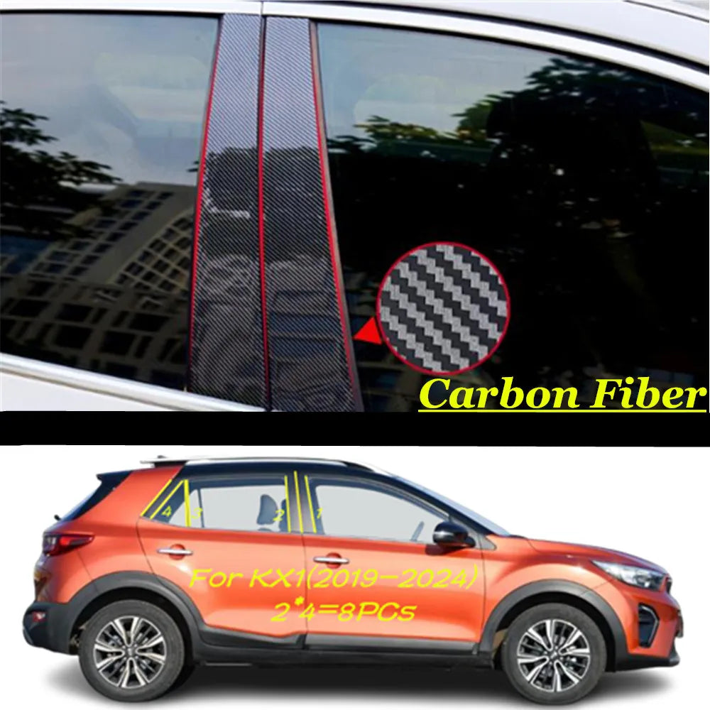 For Kia Stonic/KX1 2017 2018 2019 2020-2024 Car TPU/Glossy Mirror Pillar Post Cover Door Trim Window Molding Sticker Accessories