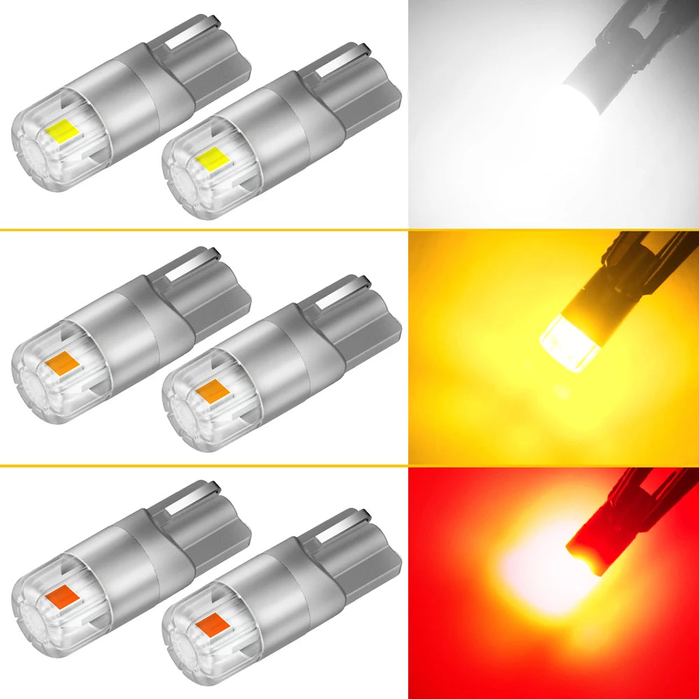 AUXITO T10 W5W 168 194 2824 Canbus LED | 2pc 6000K White/Red/Yellow