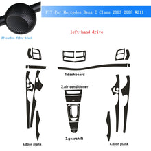 Load image into Gallery viewer, Interior Central Control Panel &amp; Door Handle Trim for Mercedes-Benz E-Class W211 (2003–2008) | Carbon Fiber