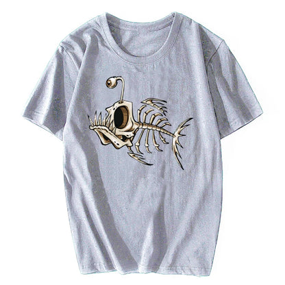 Bonefish Skull Fishing T-Shirt – Funny Deep Sea Angler Tee for Men, Cotton Short Sleeve