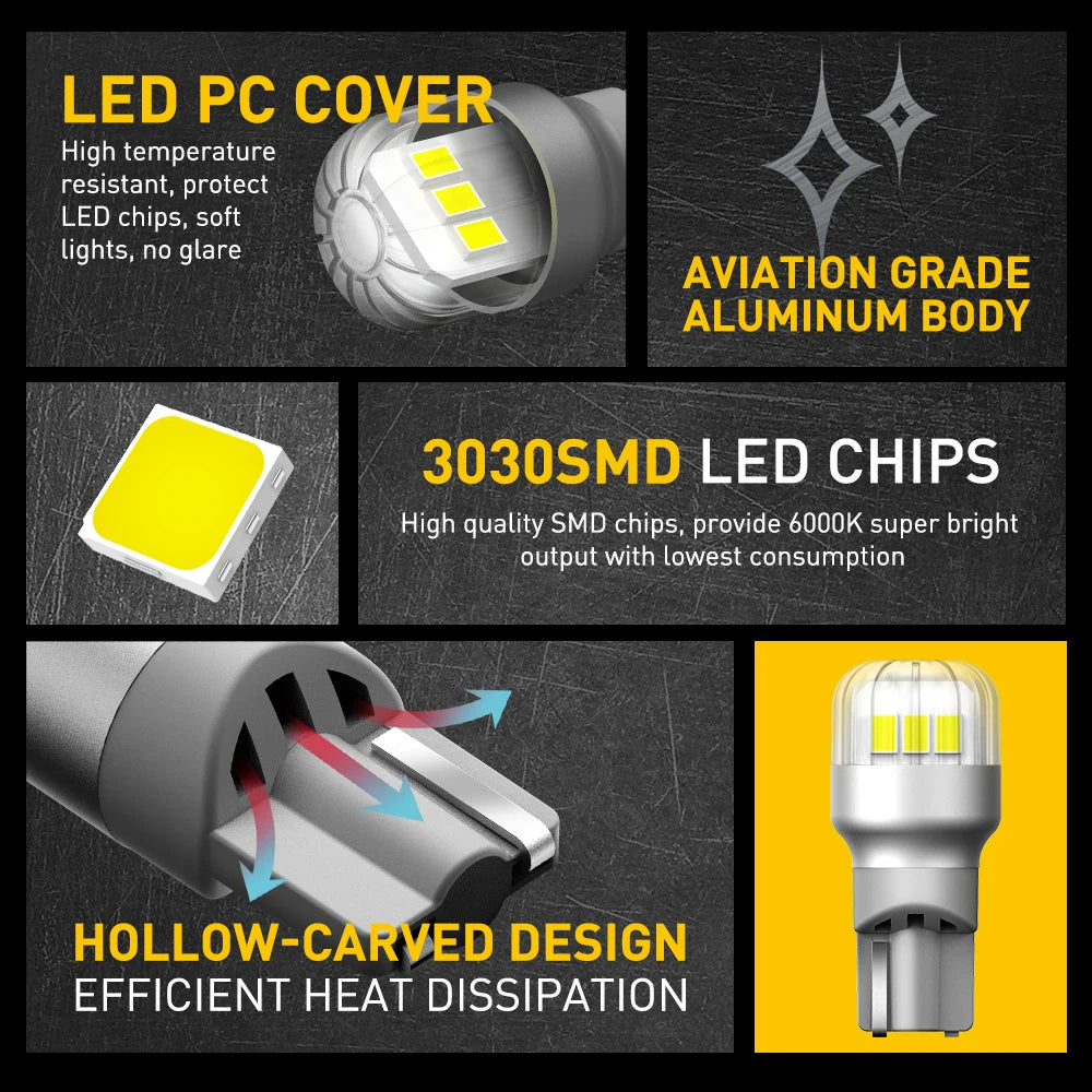 AUXITO W16W T15 921 Canbus LED | 2pc Super Bright Backup Light