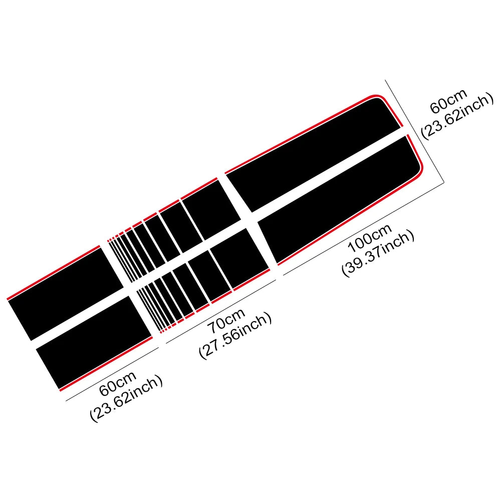 Hood, Bonnet, Roof & Trunk Racing Stripe Vinyl Kit | Full-Length Engine Cover Graphics