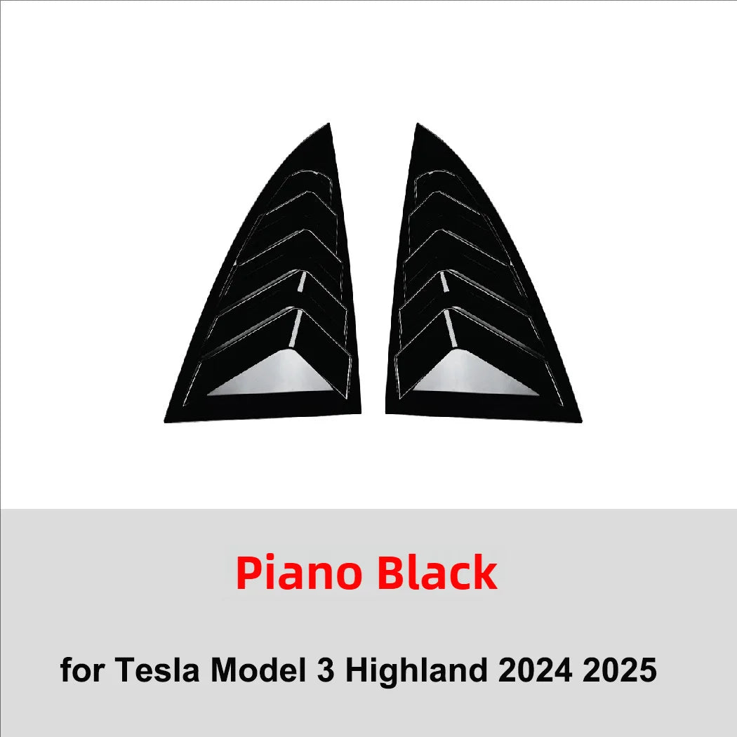 2PCS Side Window Louver Cover Sport Style For Tesla Model 3 Y Juniper Highland 2025-2020 2026 Rear Window Spoiler Shutter Cover